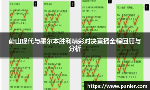 蔚山现代与墨尔本胜利精彩对决直播全程回顾与分析